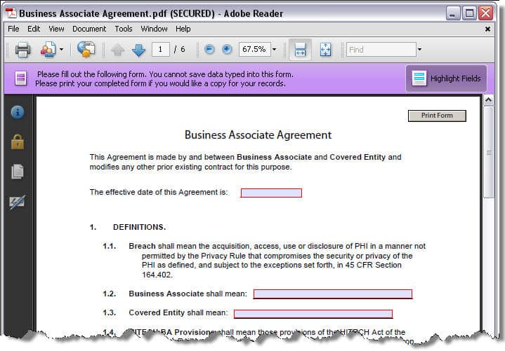 Business Associate Agreement Template