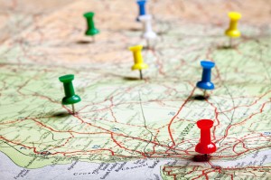 Long-Term Care Planning and Market Assessments with Push-Pins on Map