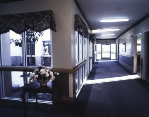 Skilled Nursing Facility Design with Natural Light in Hallways